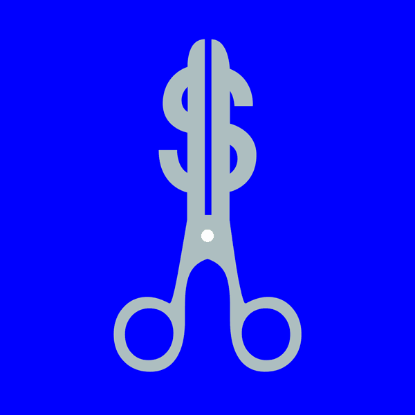 graphic: dollar scissor, finance, animation