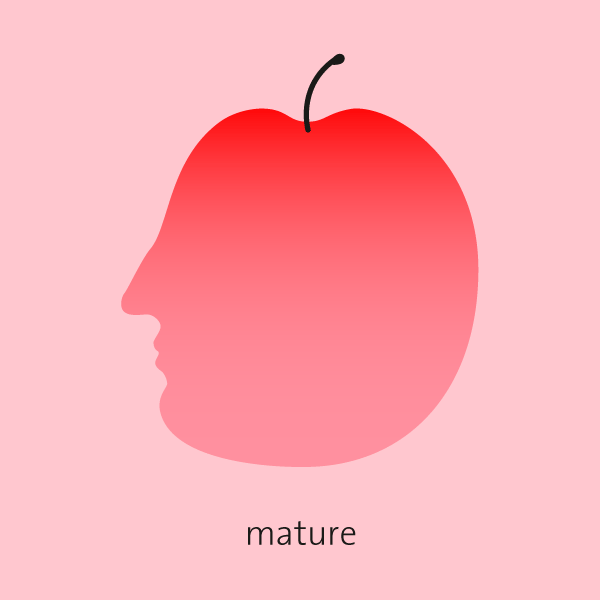 graphic: apple, head, mature, red, hot
